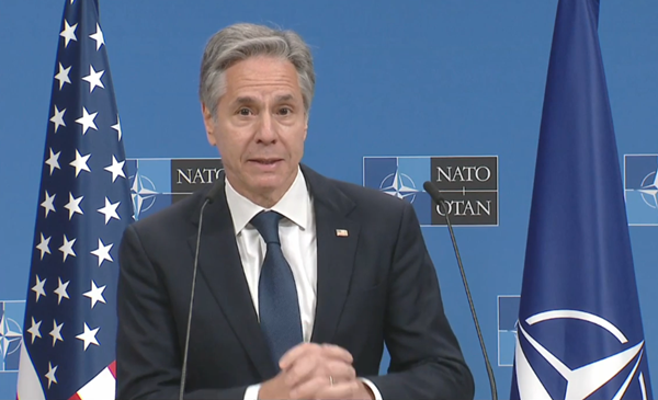 지난 4일 브뤼셀에서 기자회견을 개최한 토니 블링컨 미 국무장관. [사진 갈무리-미 국무부]