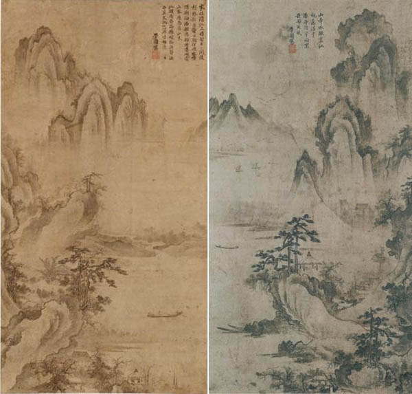 「산수도」①(왼쪽)과 「산수도」②(오른쪽), 지본수묵, 국립중앙박물관 소장. [사진 제공 – 이양재]