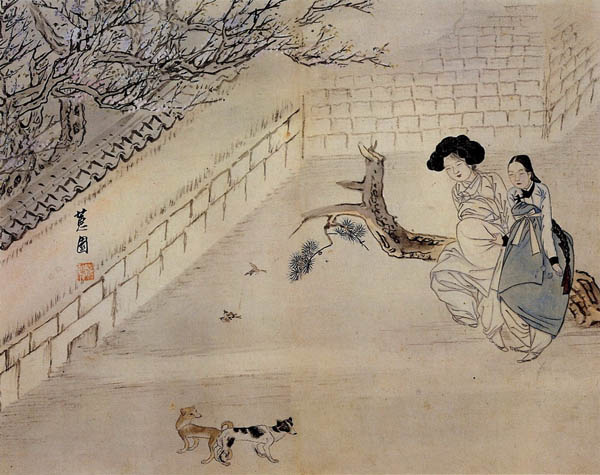 신윤복/이부탐춘/28.2*35.6/종이에 담채/조선후기/간송미술관. [사진 제공 – 심규섭]