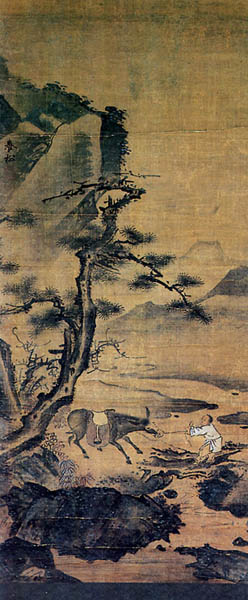 김시, 「동자견려도」, 111×46cm. 견본담채, 삼성미술관 리움 소장. [사진 제공 – 이양재]