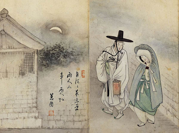 남녀의 방향에 왼쪽을 향해야 만남이 되고 시간의 순서도 맞는다. 여기에, 삼경 통금이라는 불법을 저지르지 않게 된다. [사진 제공 - 심규섭]