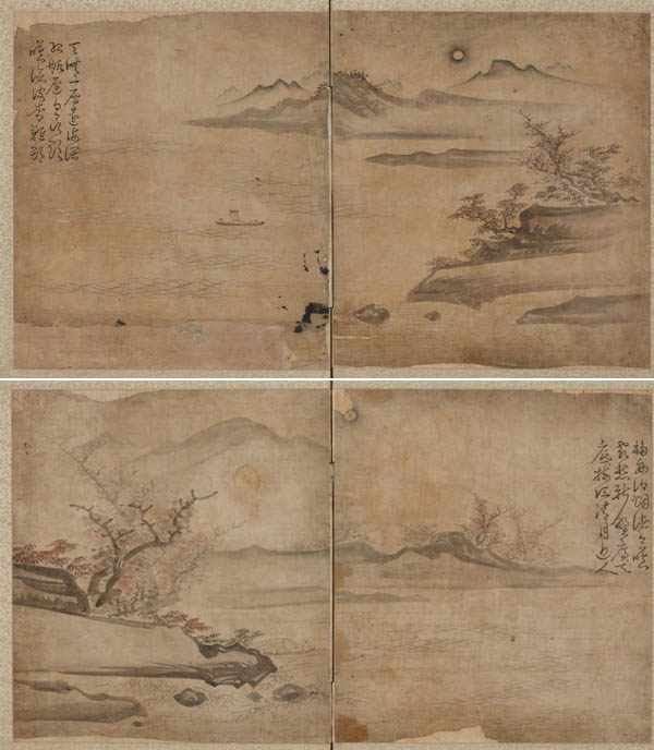 「산수도」 2점, 신사임당, 지본수묵, 34.2×62.2cm, 국립중앙박물관 소장. [사진 제공 – 이양재]