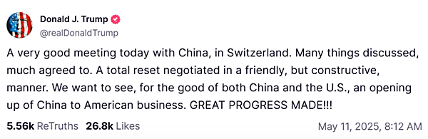 10일(현지시간) '트루스소셜' 트럼프 계정 갈무리.