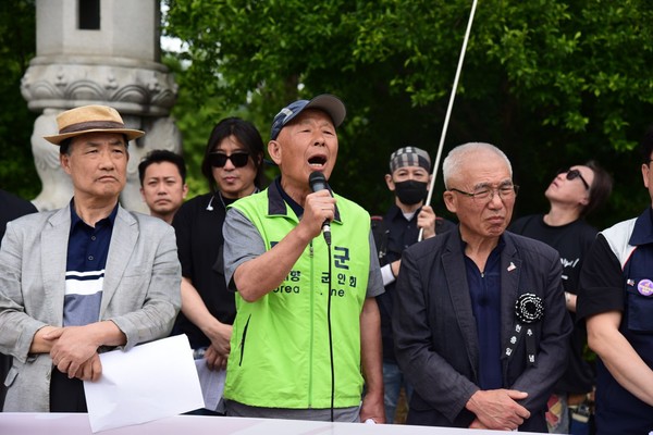 김기준 평화재향군인회 상임대표가 연대 발언을 하고 있다. [사진-통일뉴스 임재근 객원기자]