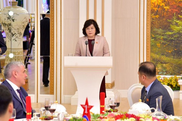 연설을 하고 있는 북한 최선희 외무상. [사진-노동신문 갈무리]