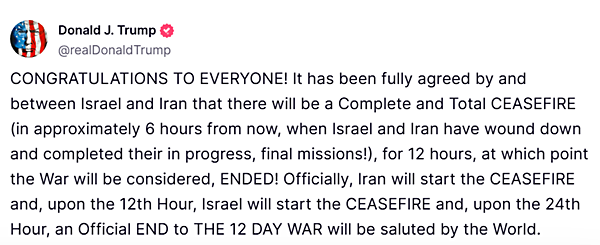 '트루스소셜' 트럼프 계정 갈무리.