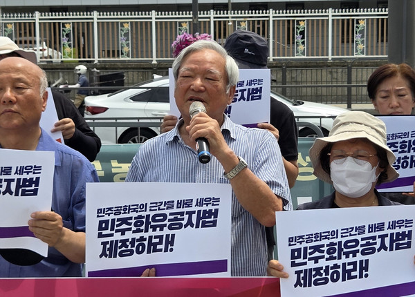 발언하는 장남수 민족민주유가족협의회 회장. [사진-통일뉴스 이창훈 통신원]