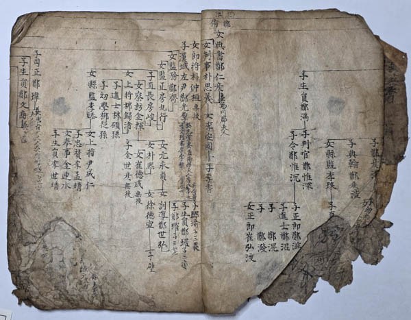 [대종보]의 송강 정철 가족 부분(오른쪽 면), 초고본, 1540~1544년, [사진 제공-이양재]