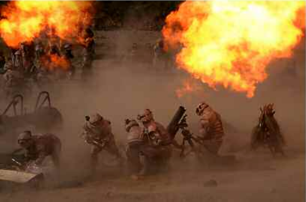 11일 진행된 북한군 대연합부대 포병구분대들의 사격훈련경기 모습 [사진-노동신문]