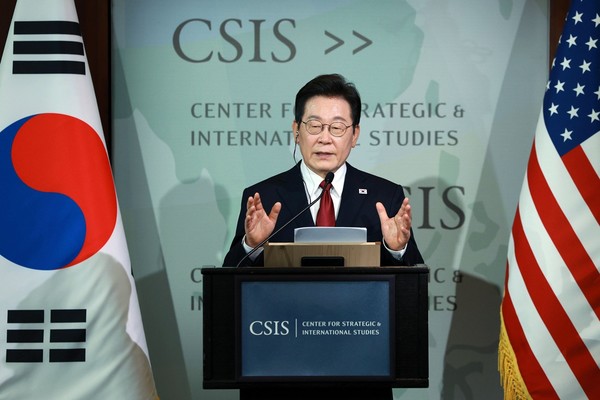 미국 전략국제문제연구소(CSIS)에서 연설하는 이재명 대통령 [사진 출처- 해외문화홍보원]