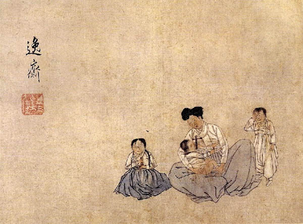 신한평/자모육아도/종이에 담채/23.1*31cm/조선 후기/간송미술관 소장. [사진 제공 – 심규섭]