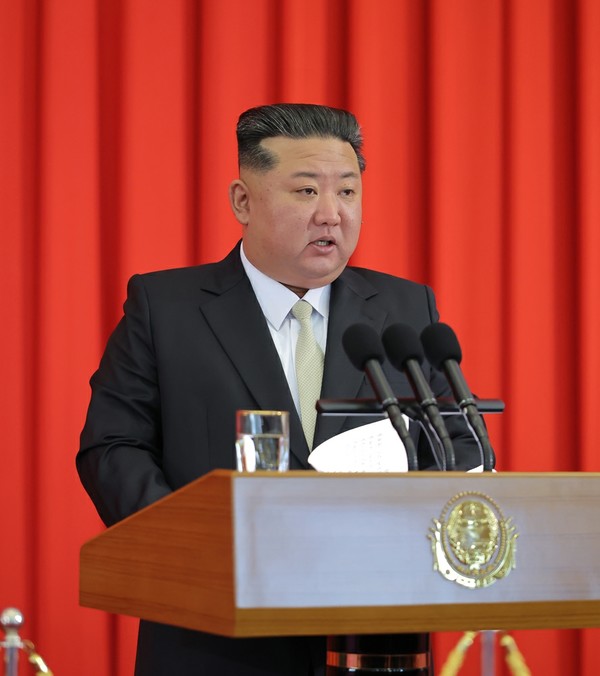 김 위원장은 이날 연설에서 '우리가 선택한 사회주의, 그 길이 유일무이한 정로였다'며 사회주의를 특별히 강조했다. [사진-노동신문]