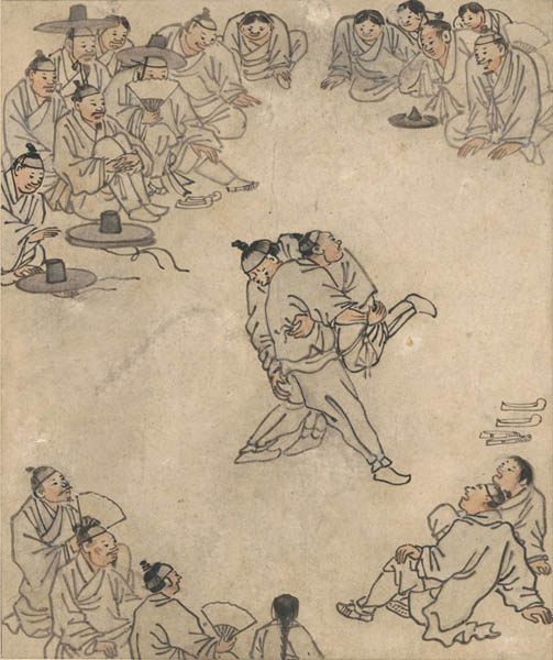 컴퓨터 그래픽으로 엿장수 총각을 지웠다. 횅한 공간이 드러난다. 처음부터 엿장수 총각의 배치를 기획했다는 말이다. [사진 제공 – 심규섭]