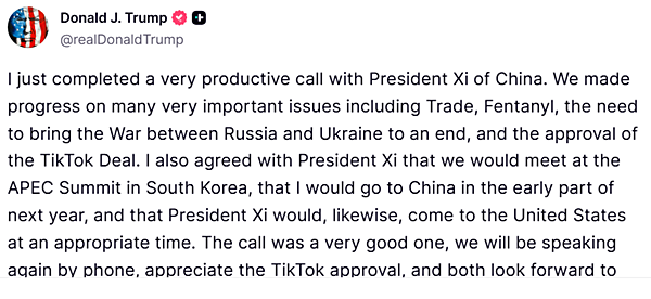 트루스소셜 트럼프 계정 갈무리.