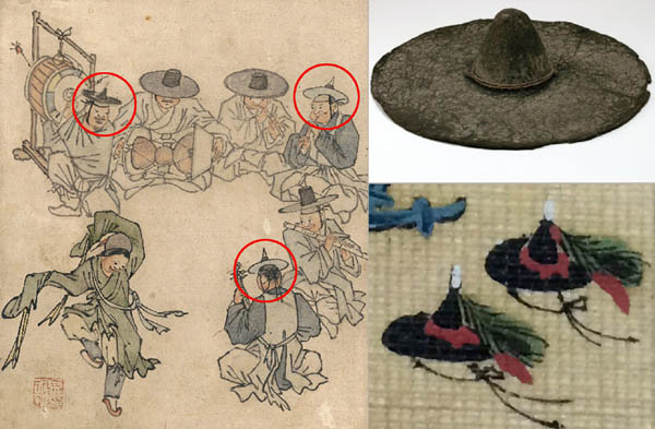 모자 끝이 뾰족한 형태의 전립을 쓴 세악수의 모습이다. 세악수는 군영에 소속된 삼현육각 악단으로 군인은 아니다. 칼춤을 추는 여성 무용수가 쓰기도 했다. [사진 제공 - 심규섭]