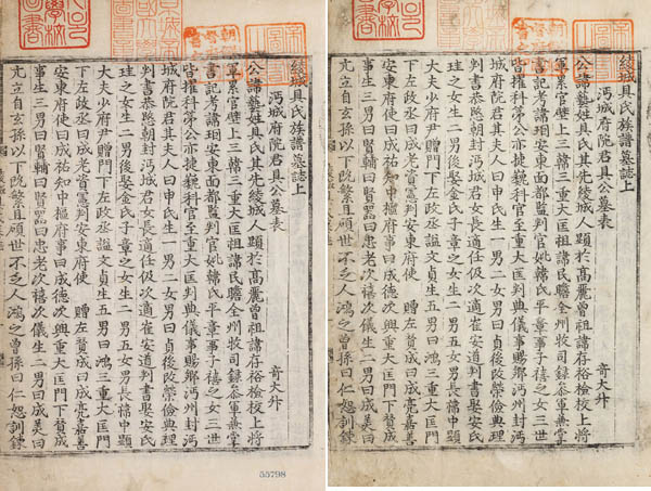 능성구씨성보(綾城具氏姓譜)], 1576년 초간 병자보, 목판본, 서울대힉교 규장각 소장. 왼쪽 사진이 ‘유41’이고 오른쪽 사진이 ‘유42’이다. 보존 상태는 ‘유41’이 더 양호하다. [사진 제공 – 이양재]