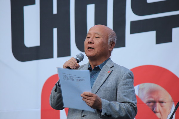 박석운 트럼프위협저지공동행동 공동대표 [사진-통일뉴스 이승현 기자]