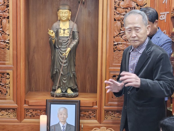 낙성대집에서 함께 기거한 장기수 양희철 선생은 고인과의 인연을 강조했다. [사진-통일뉴스 이계환 기자]