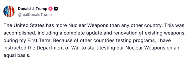 트루스소셜 트럼프 계정 갈무리.